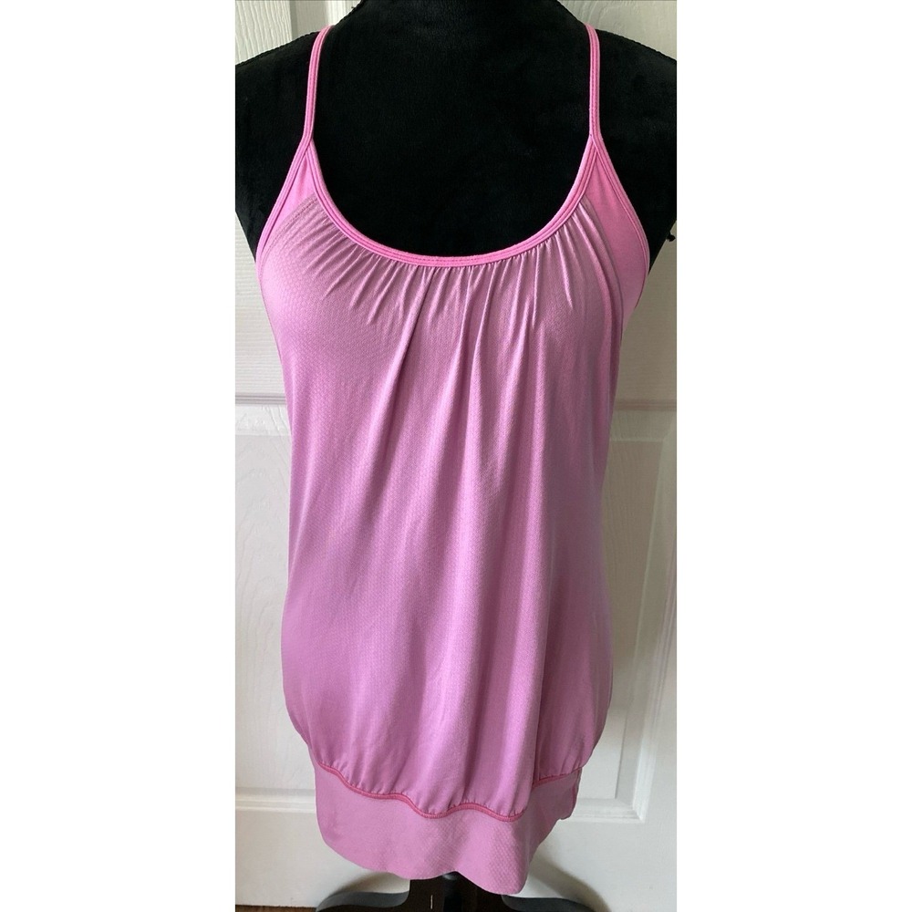 Lululemon Pink Tank Top Built In Sports Bra Yoga Athletic Gym Women's Size 4